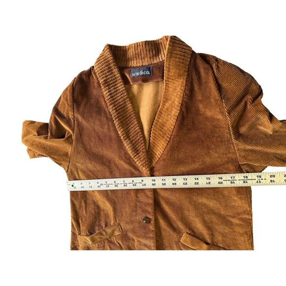 Vintage 80s Corduroy Blazer Jacket Skirt Suit Set Women's Warm Brown Two Piece - Picture 10 of 12